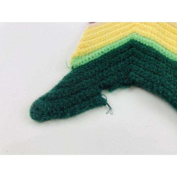 Handmade 70s Crochet Throw Chevron Blanket Cottagecore Zigzag Afghan Wool Felted - Picture 9 of 9